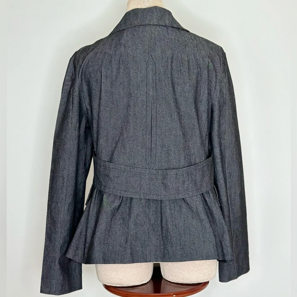 Sandro Women's Double Breasted Peplum Denim Jacket Size Large - Picture 2 of 5
